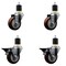 Service Caster 3.5'' Maroon Poly Wheel Swivel 1-7/8'' Expanding Stem Caster Set 2 Brakes, 4PK SCC-EX20S3514-PPUB-MRN-2-PLB-2-178 - alternate 1
